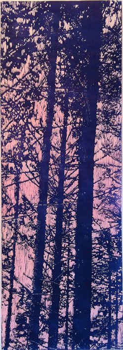 Ardennes, 2014, woodcut and gouache