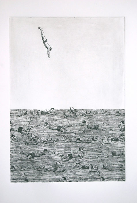 Swimmers, 2009, etching